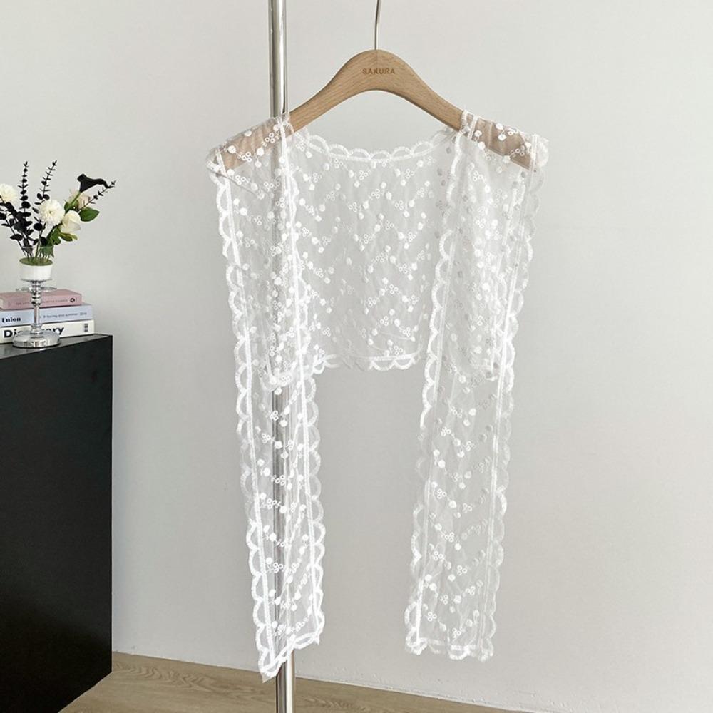 Translucence Lace Neck Guard Scarf White Protect Neck Scarf Elegant Fake Collar Shawl  Spring