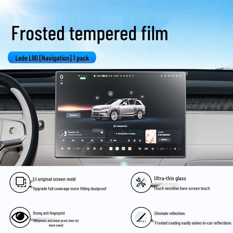 Compatible Tempered Film Protector for Nio LeDao L90: Center Console, Navigation, Instrument Panel, and Display Screen.