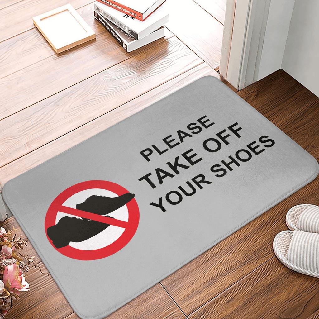 Please Take Off Your Shoes Front Door Mat Anti-Slip Outdoor Absorbent  Doormat Garden Garage Entrance Rug Carpet