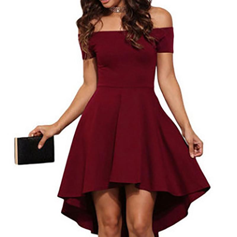 

IELGY Новое женское модное короткое платье на одно плечо с короткими рукавами и большим распашным ласточкиным хвостом XL красный