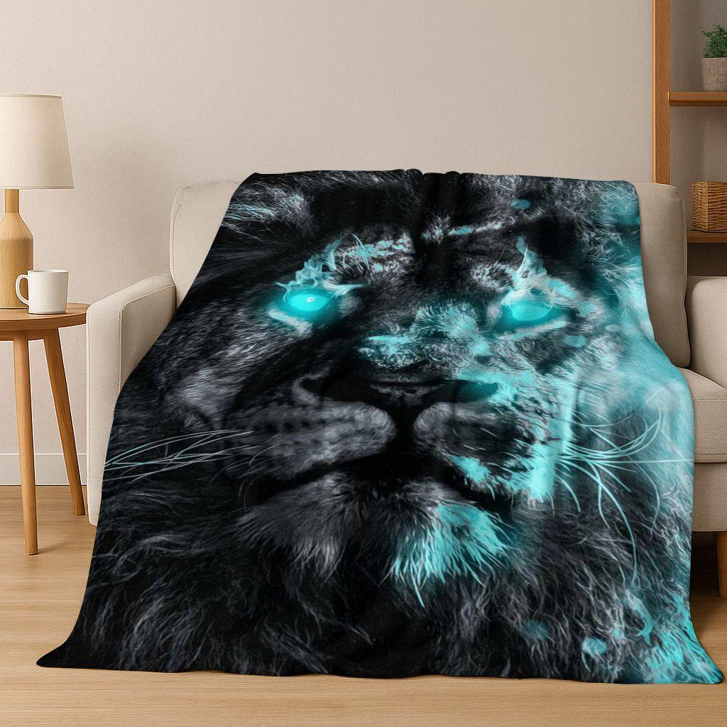 26 Style Wild Animal Lion Beast Cartoon Flannel Blanket,Warm Cozy Soft Throw Blanket for Home Bedroom Bed Sofa Picnic Cover Kids