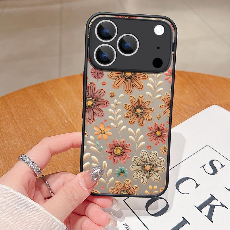 Cartoon Flowers Print Case For iPhone 17 Air 16e 16 15 14 Pro Max 13 15 Pro 17 Pro 17 Shockproof Soft Edge Hard PC Matte Phone Cover