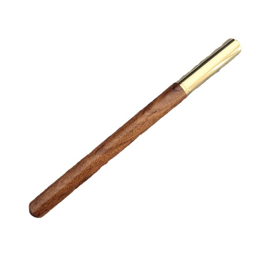 Golden Set Sandalwood Pen Holder Creative Student Practice Calligraphy Pear Black Sandalwood Copper Wood Bright Tip Pen Demile Sales
