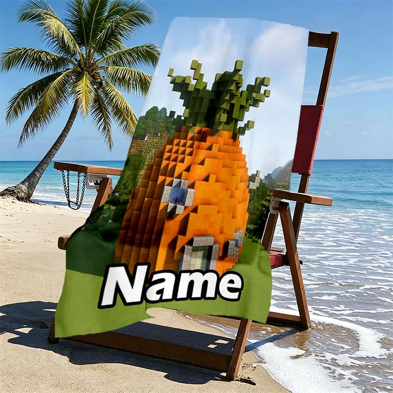Custom Name Personalized Gamer craft Print Beach Towel, for Trip Camping Beach Party Home Decor, Birthday Gift for Family & Friends