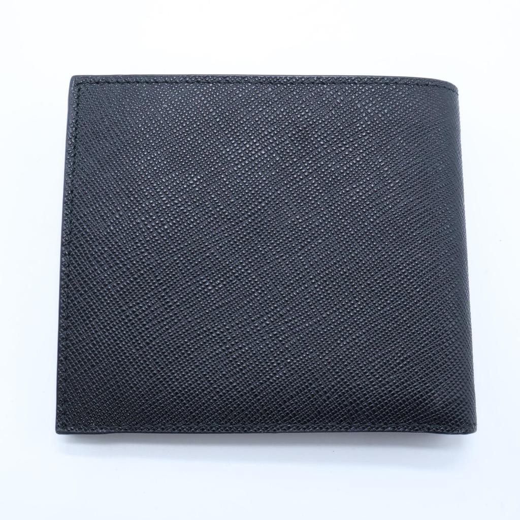 PRADA 2M0738 Saffiano Martic Leather Bifold Wallet with Coin Pocket blackUsed