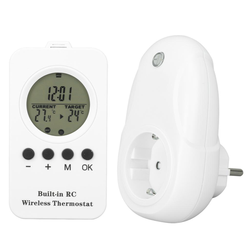 Wireless Plug In Thermostat LCD Remote Control Digital Display Temperature Controller with Temp