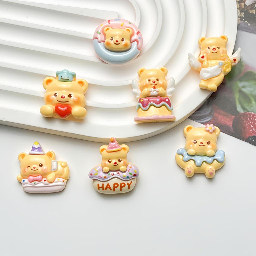 Mini Bear Resin Cake Buttercream Ornaments for DIY Crafts: Hair Clips, Phone Cases, Magnets