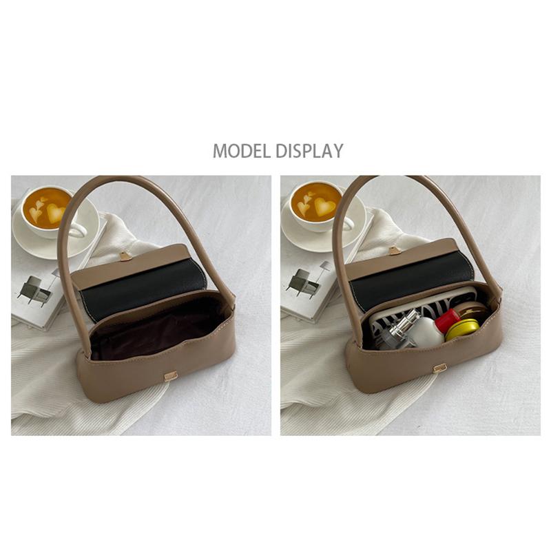 Women Retro Tote Bag Trendy Vintage Underarm Bag Portable Casual PU Leather Solid Color Simple Handle Handbags Shoulder Bag