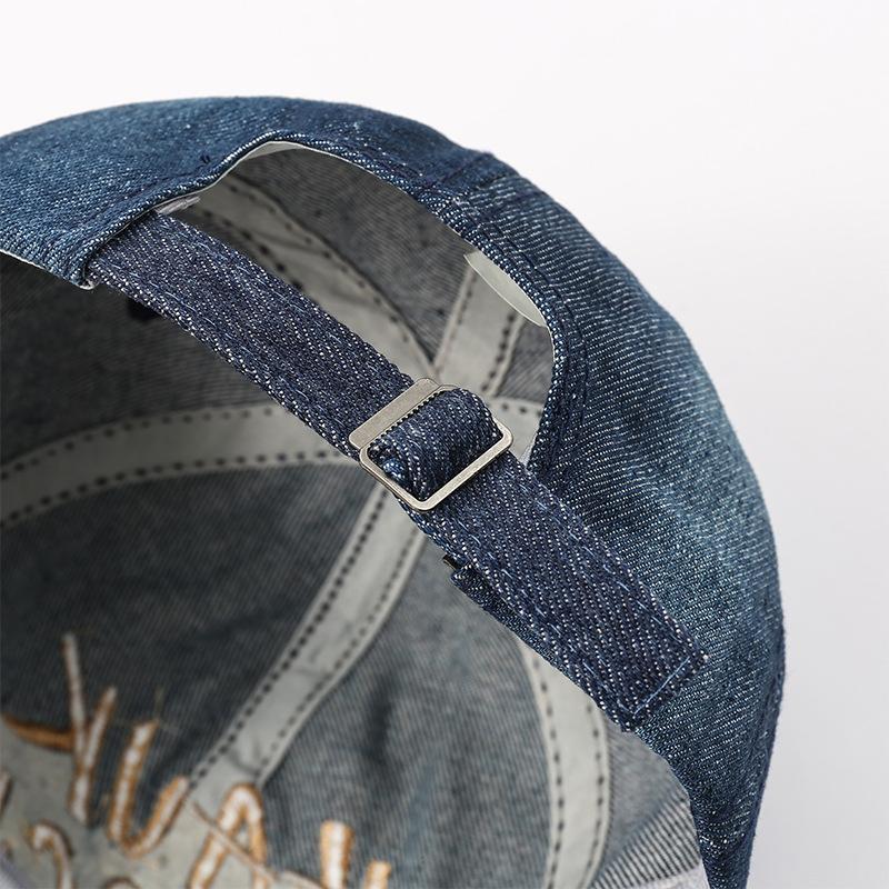 New denim English alphabet baseball cap summer sunscreen hat women's fashion curved brim big head circumference cap