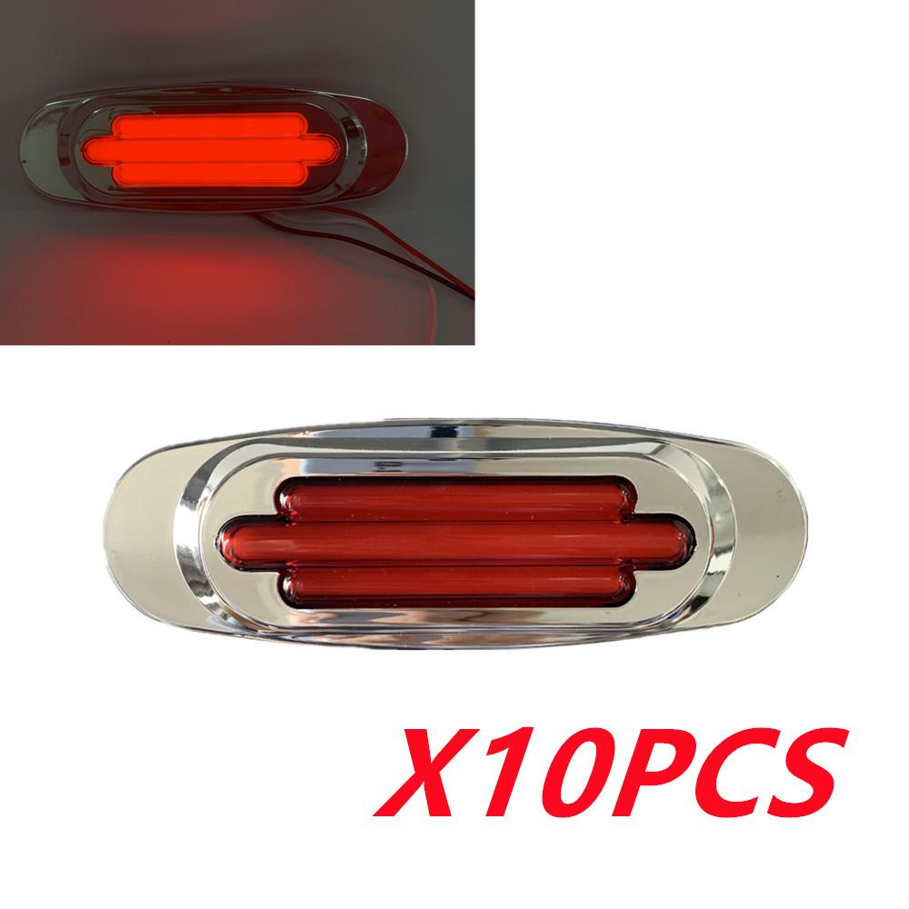 10PCS Waterproof 16-LED Trailer RV Side Marker Turn Signal Lights Chrome 12V-24V  LED Side Mirror Marker Light for Semi Trucks