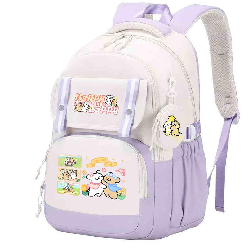 Fashion Backpack Cute Style Lines Doggie Cartoon Printing Trend Primary and Secondary School Students Reduce the Burden of Schoolbags
