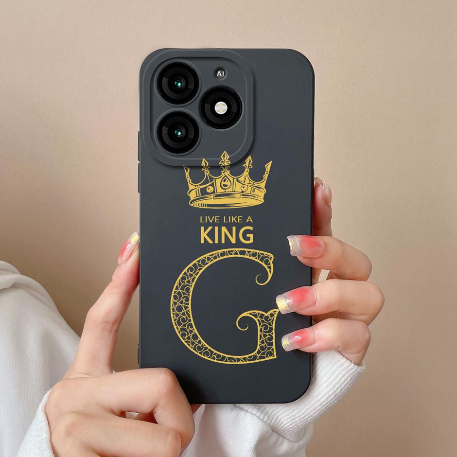 For Tecno Itel A70 Case Luxury Crown Letter Pattern Liquid Silicone Back Cover For ItelA70 A 70 New Design Advanced Sense Shell