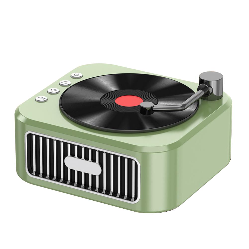 Portable Wireless Speaker Vintage CD Record Style BT5.3 Technology Speakers with Two Microphones Stereo Scene HiFi