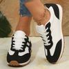 Fashion Black White Mix Color Sneakers Women Low Top Non Slip Sports Shoes Woman Lace Up Plus Size 35-43 Vulcanize Shoes Female