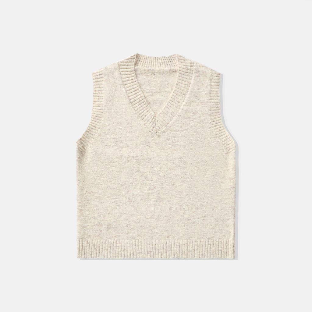Men's Wool Blend Sleeveless V-Neck Knit Vest - Loose, Warm Base Layer for Autumn/Winter