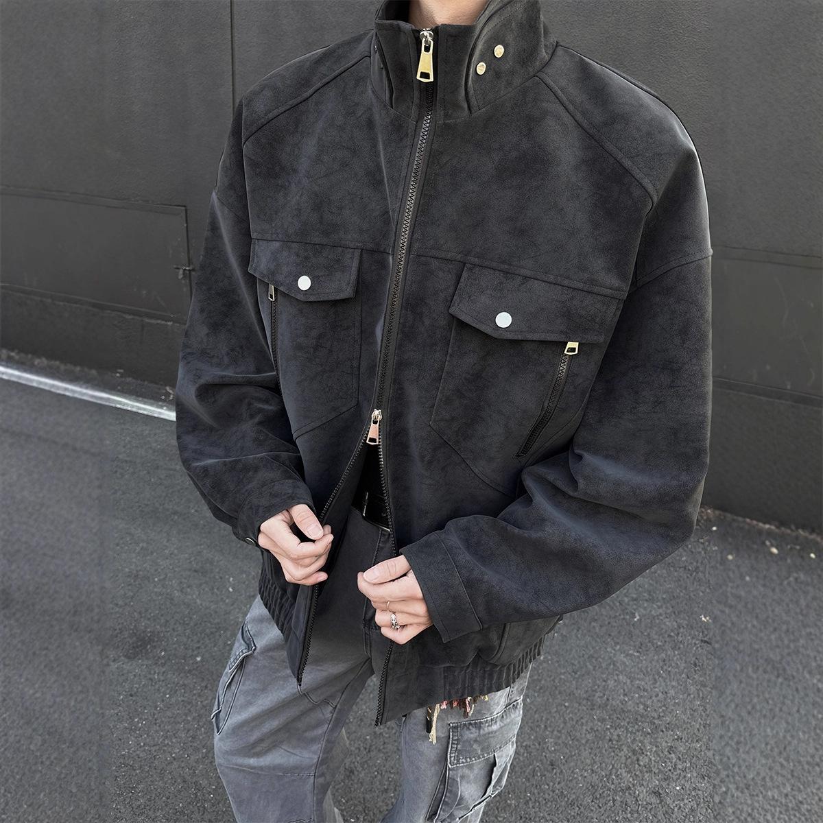 

Мужская куртка из ПУ кожи, осенне-зимняя, красивая, со стойкой, в стиле ретро, рабочая, мужская кожаная куртка, мужская одежда XXXL