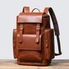 Zaino da Viaggio in Pelle da Uomo Pelle conciata al vegetale Zaino ad Alta Capacità Borsa Multifunzionale per Computer in Pelle di Mucca