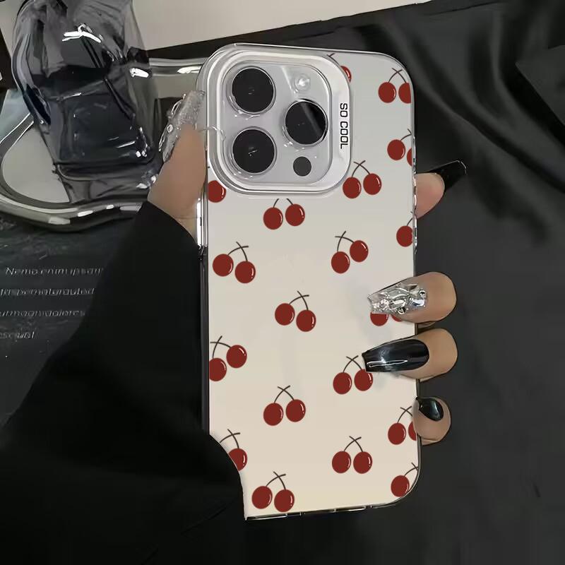 

Black Cherry Pattern Matte Laser Phone Case For Samsung Galaxy S24 S23 S22 S21 Ultra Plus S20 FE A13 A23 A15 A35 A55 A23 Cover A15 4G