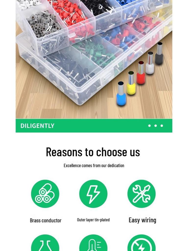 Cold-Pressed Wire Terminal Set with Tube & Pin-Type Copper Connector Crimping Pliers