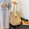 New Trend Women's Bag Crochet Handbag Retro Knitted Solid Color Hollow Top-handle Tote Bag Travel Shopper Shoulder Bag CLE