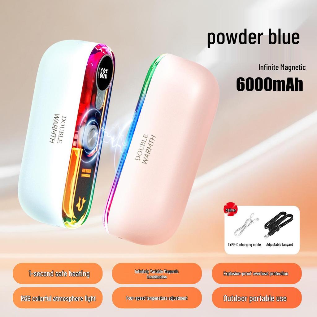 Dual-Tone Magnetic USB Rechargeable Hand Warmer Heater