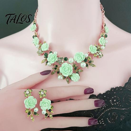 Necklace And Earrings Set 1 Camellia Choker Earrings, Faux Pearl Rhinestone Luxury Jewelry Elegant Flower for Women Daily Wear Party Date High-quality