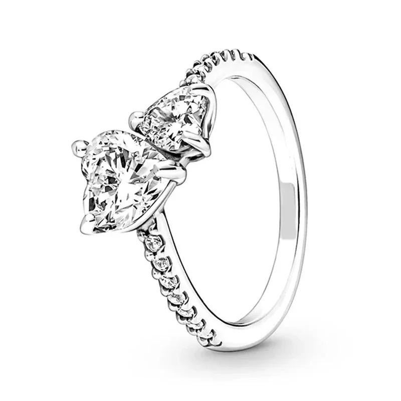 copper Double Heart Ring Bow Starfish Crown Bow Moon Rings Ideal For Women Fine Jewellery Wedding Party Valentines Day Gift