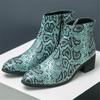Fashion New Winter Fashion High Tops Punk Snakeskin Pattern Chelsea Ankle Boots Men's Casual Luxury Brand High-top Shoes Zapatos Hombre