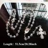 1pcs White GlassCrystal Rosary Necklace Cross Necklace Jewelry Alloy Mary Pendant Pendant Necklaces for Men Women Jewelry Wall Decoration Necklace