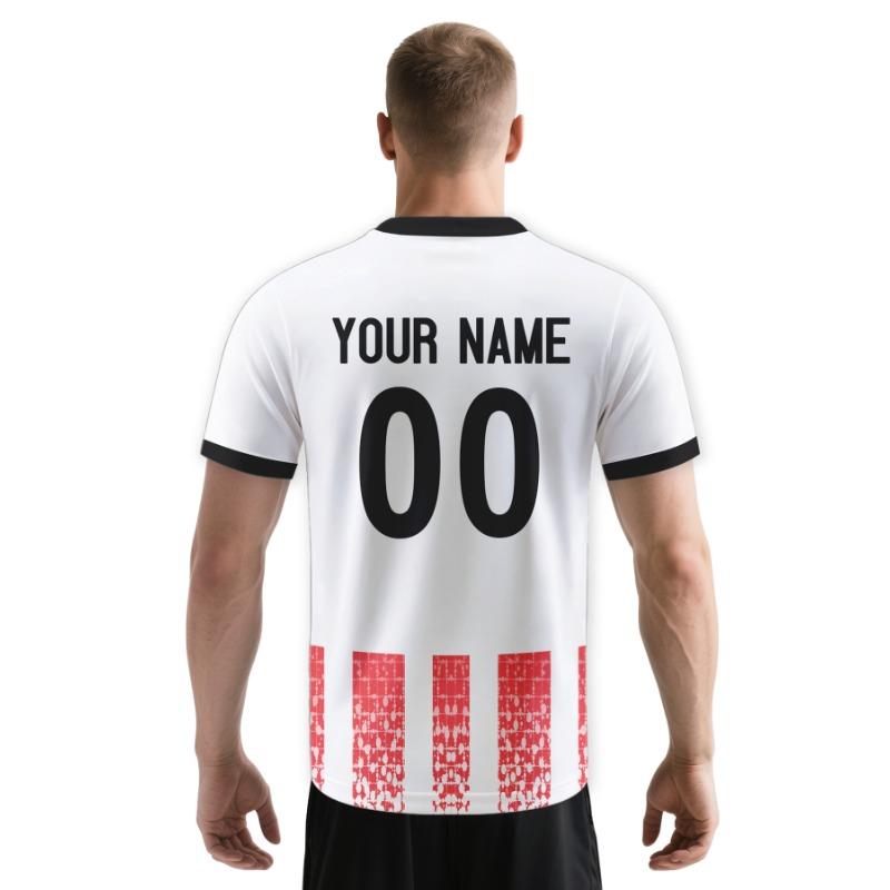 Custom Soccer Team Shirt Personalized Red White Striped Soccer Jerseys with Logo Name Number Soccer Tee for Men Kids Women Fan