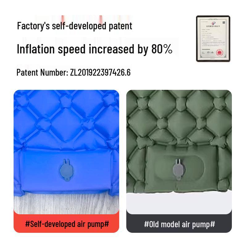 Inflatable Camping Pad with Foot Pump, Pillow, and Diamond TPU Design