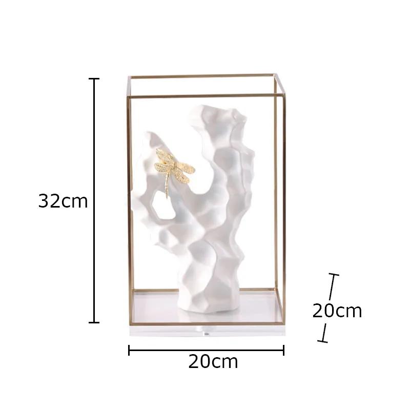 

Dragonfly and Ceramic Taihu Lake Stone Statue Desk Decoration Ornaments Modern Crafts Coral Sculpture Room Aesthetics Decor