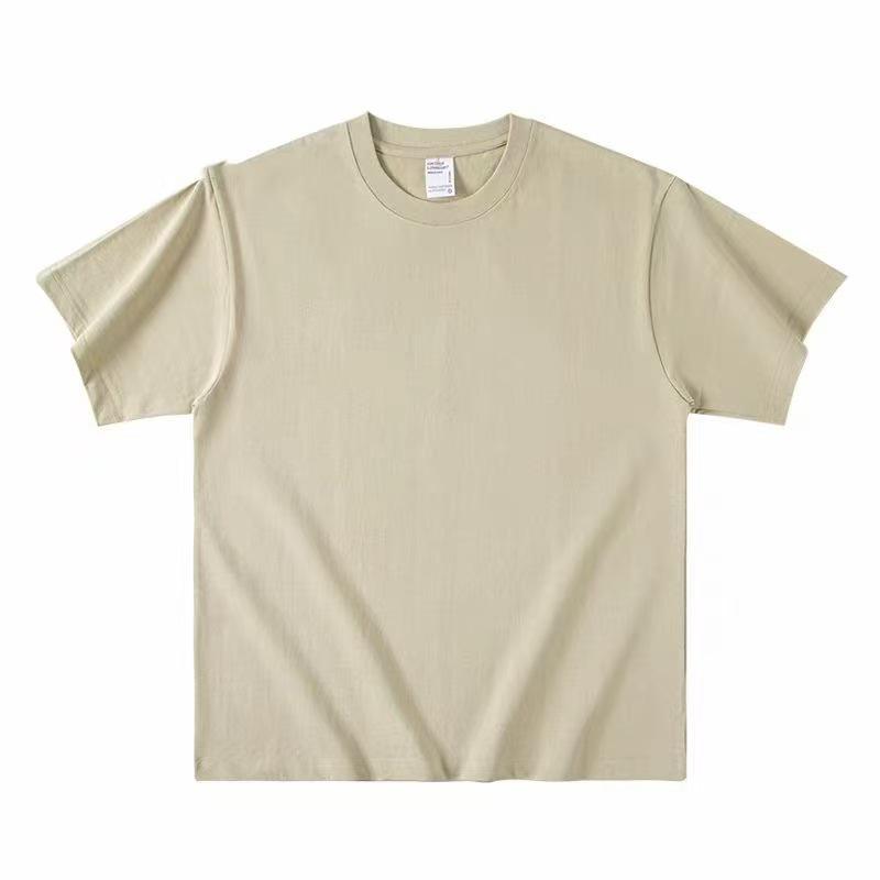 Unisex Heavyweight Khaki Cotton Drop Shoulder Short-Sleeve T-Shirt