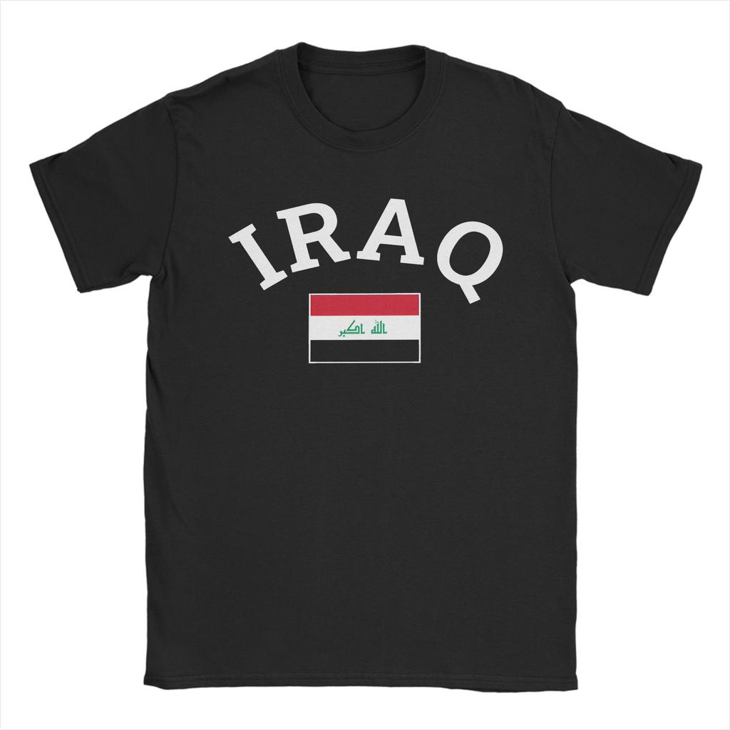 Funny Iraq Flag World Football TShirts Unisex Unisex Crew Neck Cotton T Shirts Short Sleeve Tees Plus Size Tops