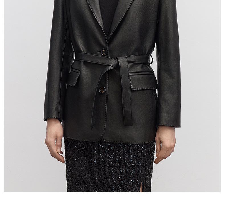 2025 Spring Women's Vintage Mid-Length Genuine Sheepskin Leather Jacket