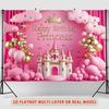 1 Piece Pink Princess Castle Happy Birthday Party Banner - Fantasy Background Cloth for Room Wall and Photo Decoration