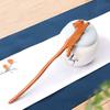 Long Leg Cat Wooden Hairpin for Women Handmade Natural Wood Accessory