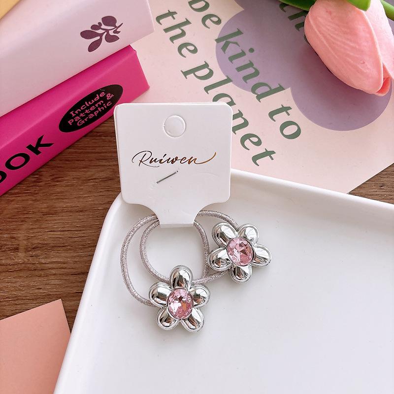 Cute Silver Scrunchies Children Girls Gift Elastic Hair Rubber Bands Accessories Tie Hair Ring Rope Headdress Headwear Ornament