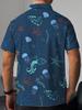 Printed Design – Not Textured Men's Short Sleeve - Vibrant Ocean-themed Print, Breathable Lightweight Fabric, Casual Golf Beachwear, Digital Heat