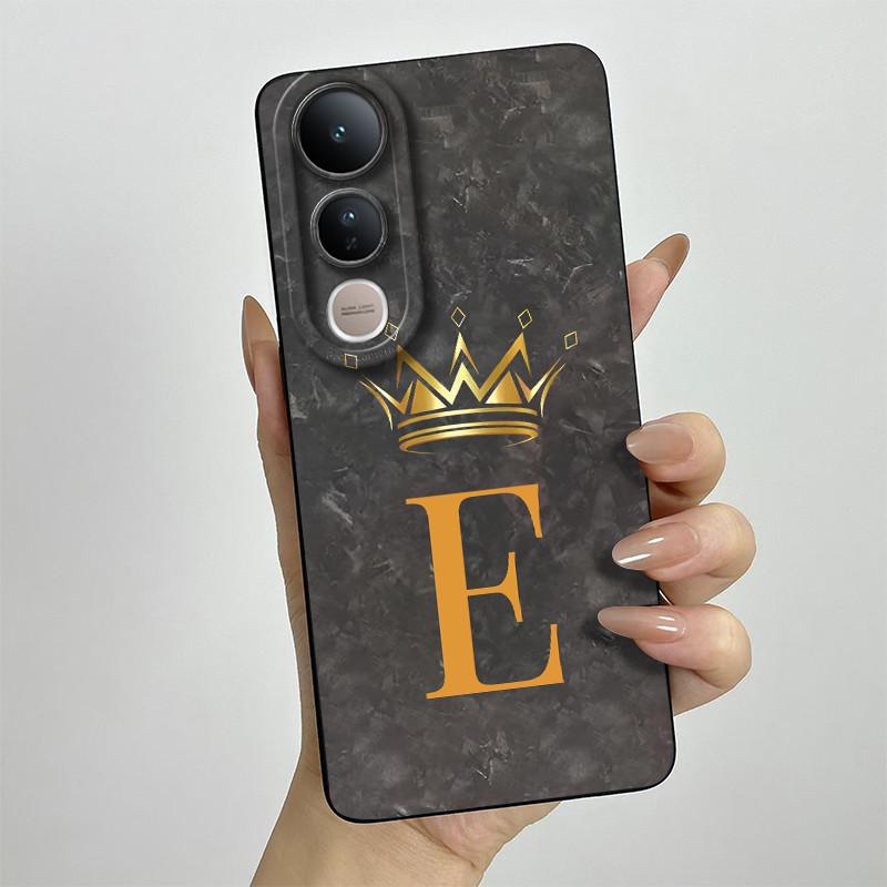For Vivo V50 Lite Case V2441 Fashion Crown Letters Phone Shell Soft Liquid Silicone Back Cover Full Protection Shockproof Bumper
