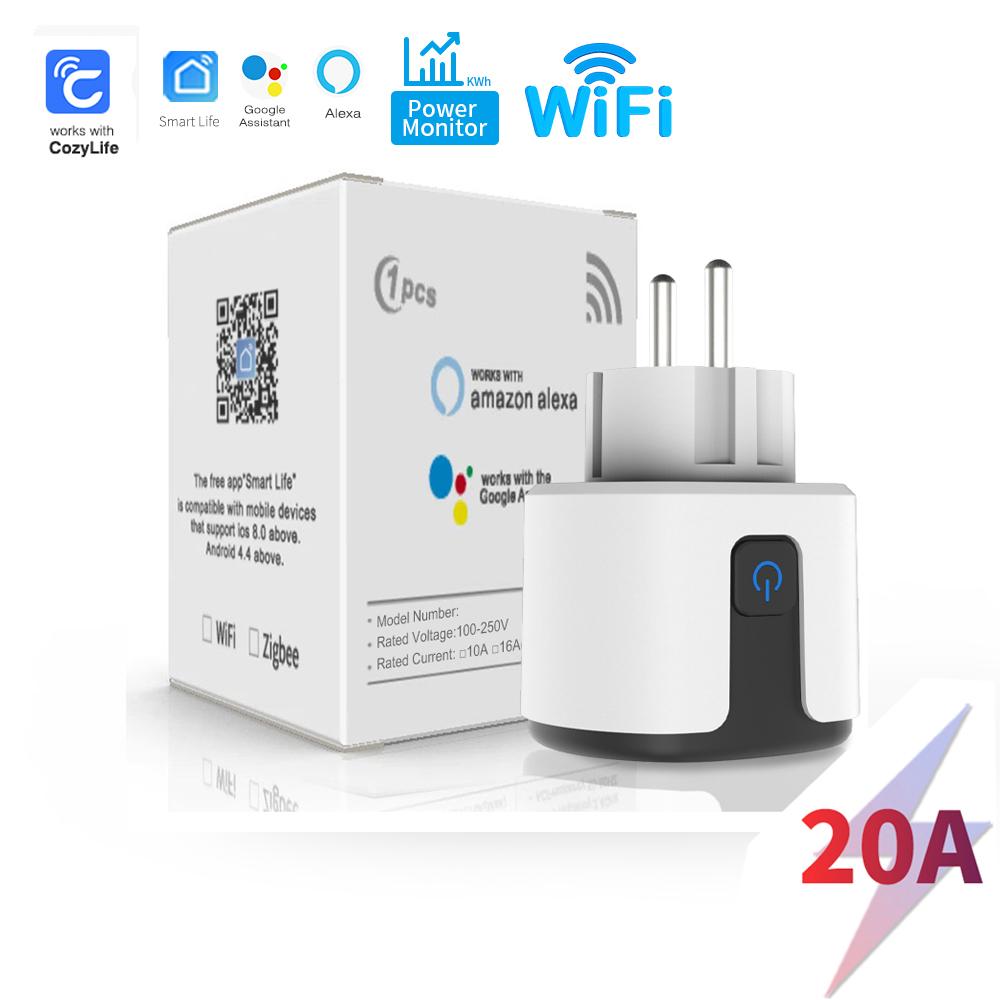 Sixwgh Tuya Smart Socket Wifi 16a/20a EU US UK Au Stecker mit Überwachungs-Timing-Funktion Smart Home Elektronische Steckdose Alexa