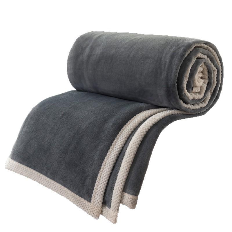 Solid Color Coral Fleece Throw Blanket - Perfect for Office & Air Conditioning Comfort