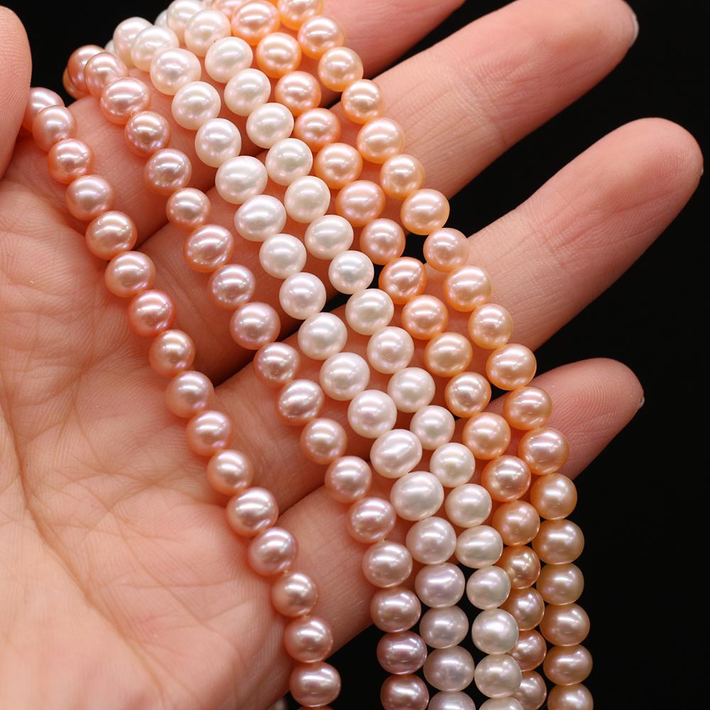 1String, Near Round Pearl 5-5.5mm, Fashion Women Natural Freshwater Pearl Beads for Jewelry Making DIY Crafts, Luxury Bulk Gifts 36cm
