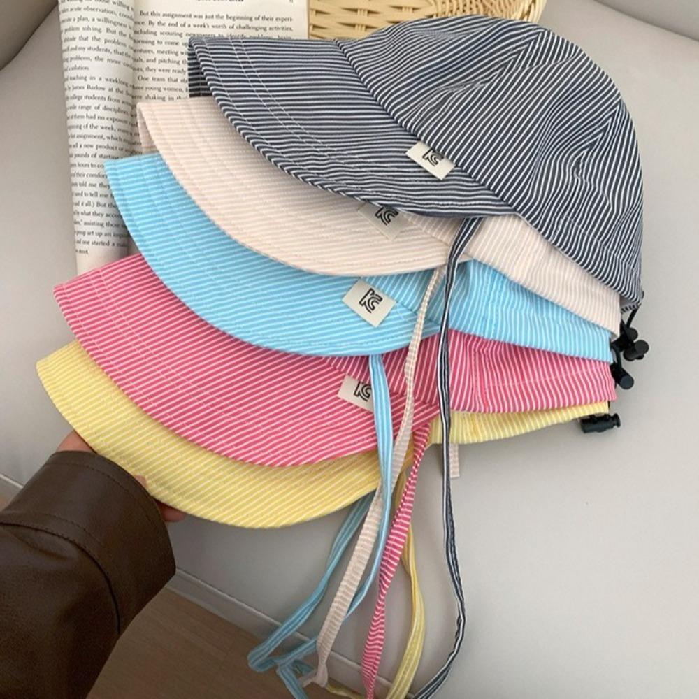 Adjustable Striped Peaked Cap Drawstring Women Sun Hat Lightweight Sunscreen Baseball Hat  Outdoor