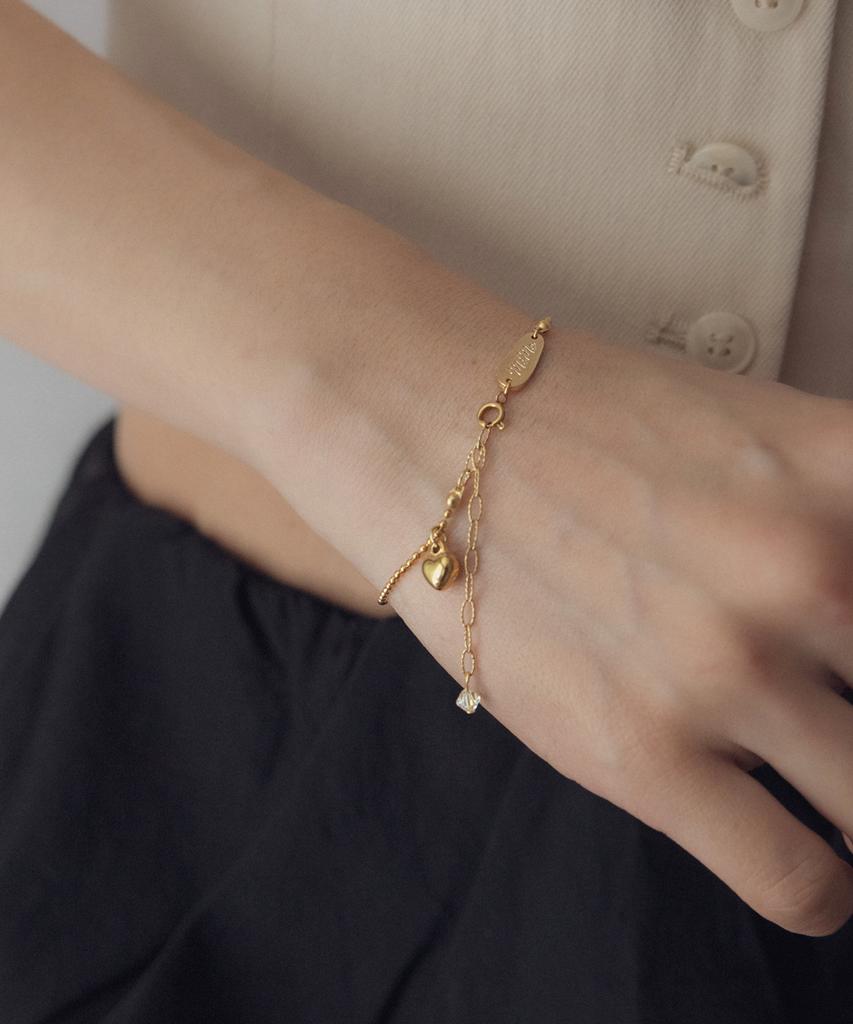 Merrymotive Small Heart With Surgical Gold Ball Chain Bracelet