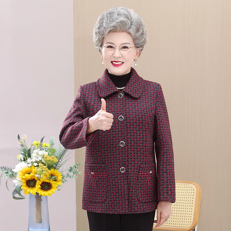 

Весенне-осенняя верхняя одежда для женщин среднего и пожилого возраста - Стильные топы для мам и бабушек (В возрасте 70-80 лет) XL (90-110 jin) красный