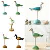 Wooden Seagull Figurine Animal Sculpture Art Figurines Artwork Sea Birds Statue Coastal Decor for