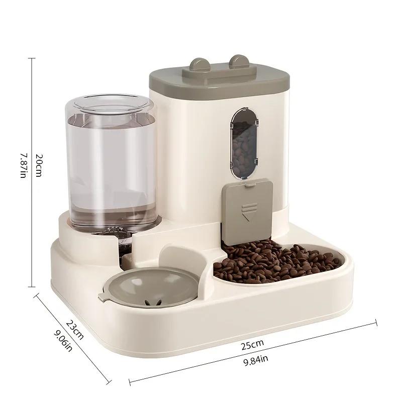 2-in-1 Cat Food Dispenser with Water and Food Integration, Fully Automatic Feeding and Cute Design