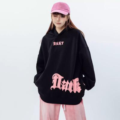 Felpa con Cappuccio in Cotone da Donna Autunno e Inverno Stampa Lettera Street Cappotto Oversize Top Hip Hop