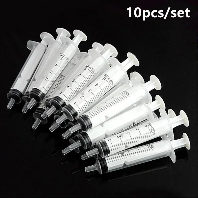 10 Pcs Disposable Plastic 5ml Injector Syringe No Needle for Lab Nutrient Measuring Small Pet Food Feeder (Without Needle)